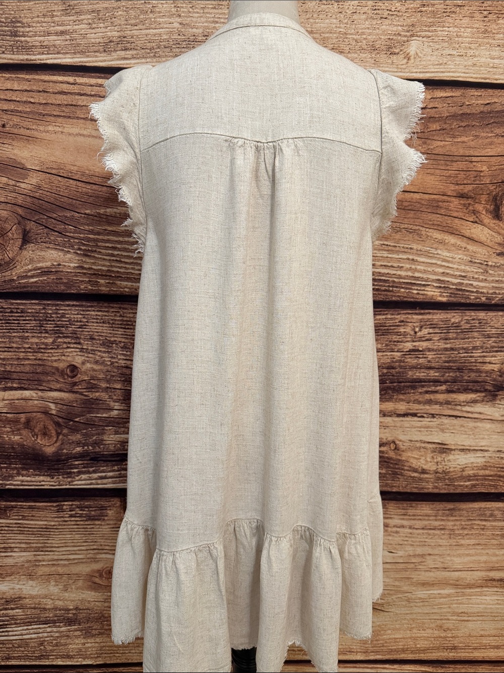 Umgee Cream Button-Front Ruffle Hem Mini Dress - Picture 5 of 7